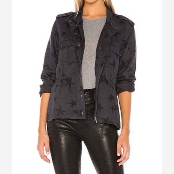 Rails Womens Charcoal Trey Utility Jacket Oversized Stars Print Tencel Sz S *R17 - Picture 1 of 5